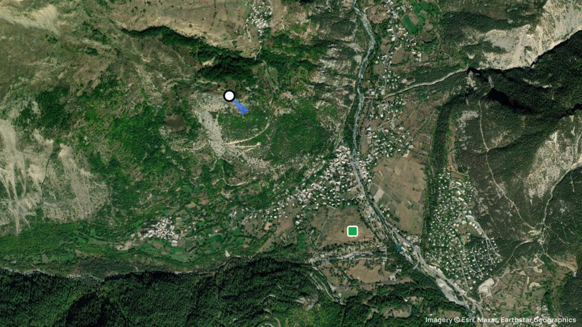 Satellitenkarte von Puy-Aillaud mit Start- und Landeplätzen