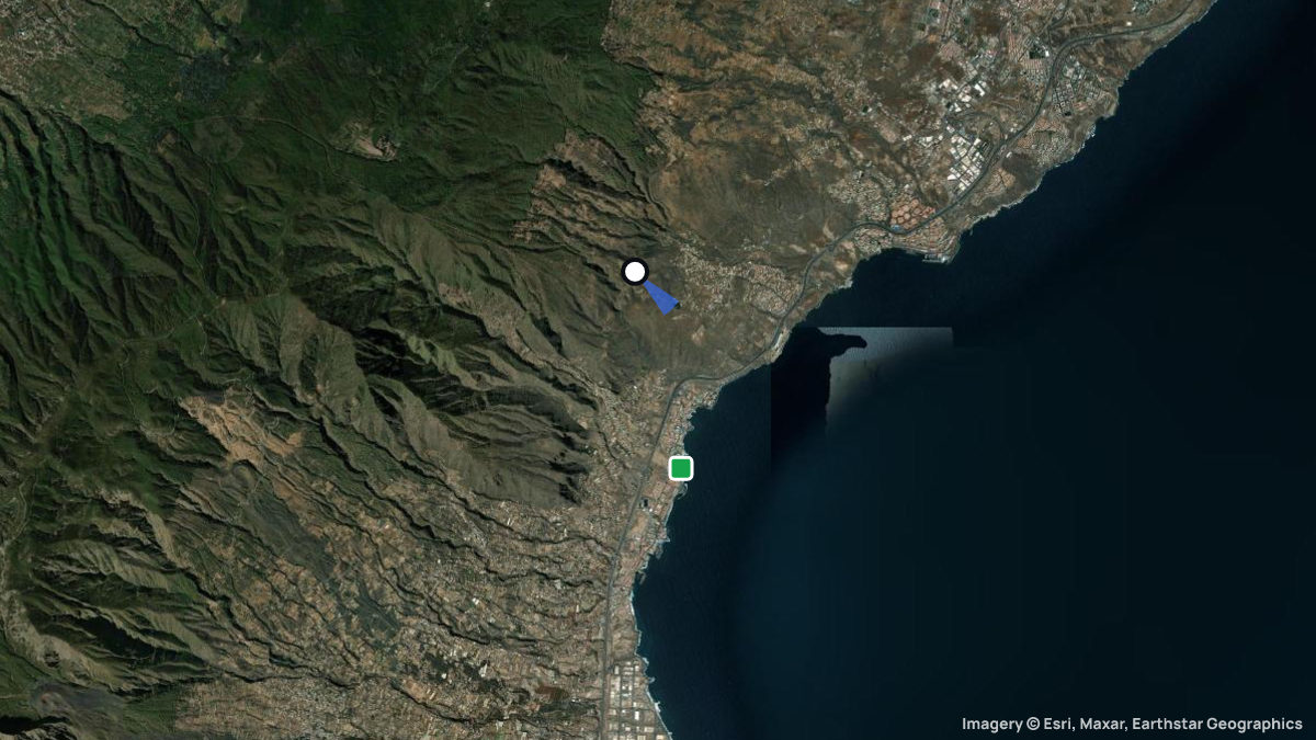 Satellite map of Barranco Hondo with its launches and landings