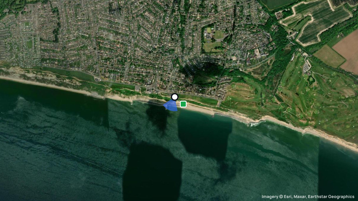 Satellite map of Barton on Sea with its launches and landings