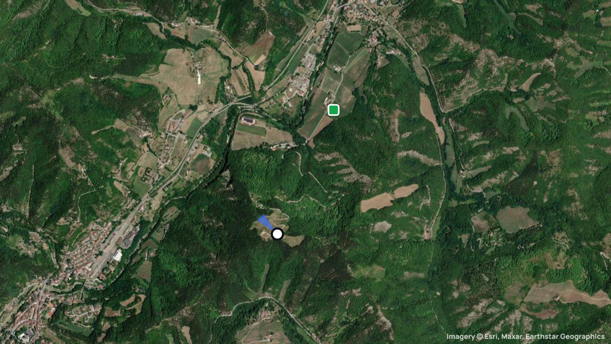 Satellite map of Monte Gianni with its launches and landings