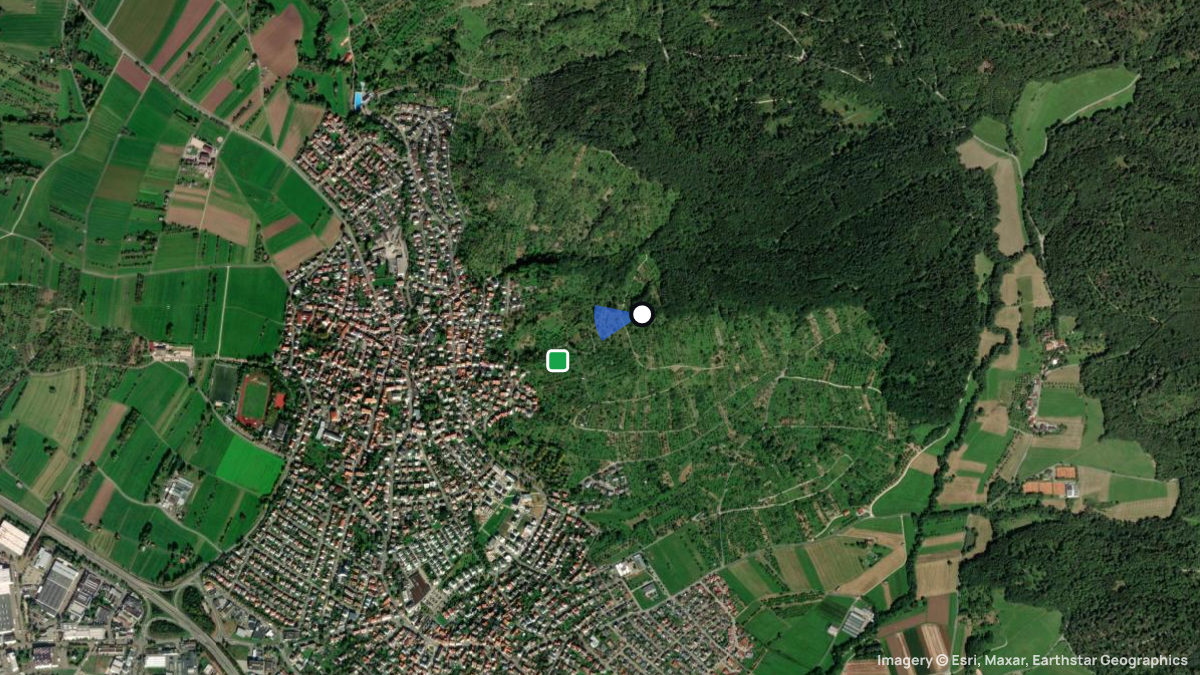 Satellite map of Gänsberg with its launches and landings