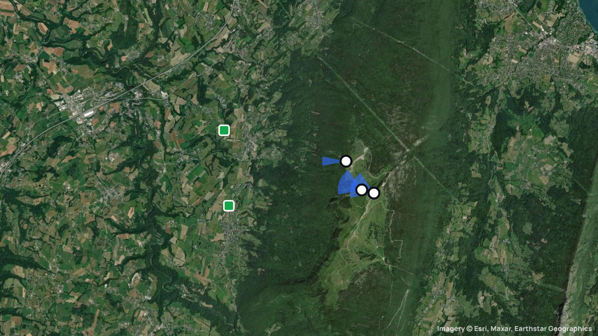 Satellite map of Semnoz with its launches and landings