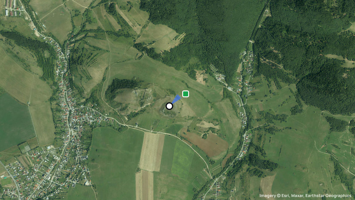 Satellitenkarte von Kamenicky mit Start- und Landeplätzen