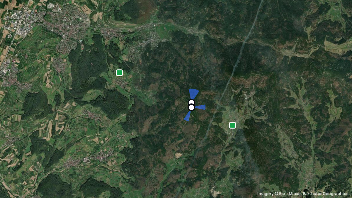 Satellitenkarte von Hochblauen mit Start- und Landeplätzen