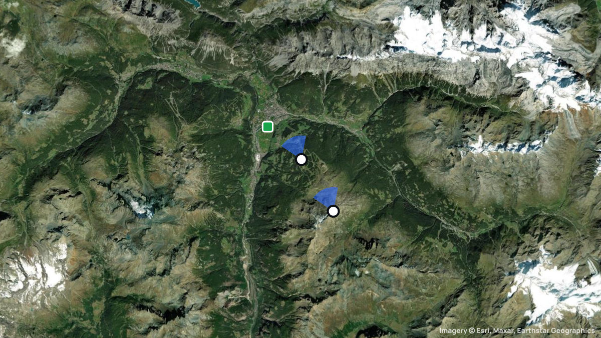 Satellitenkarte von Bormio mit Start- und Landeplätzen