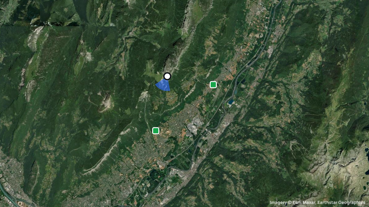 Satellitenkarte von Dent de Crolles mit Start- und Landeplätzen