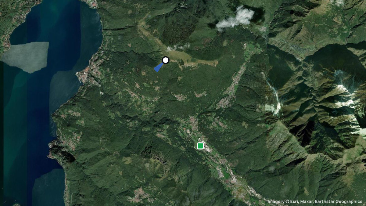 Satellite map of Monte Chiaro with its launches and landings