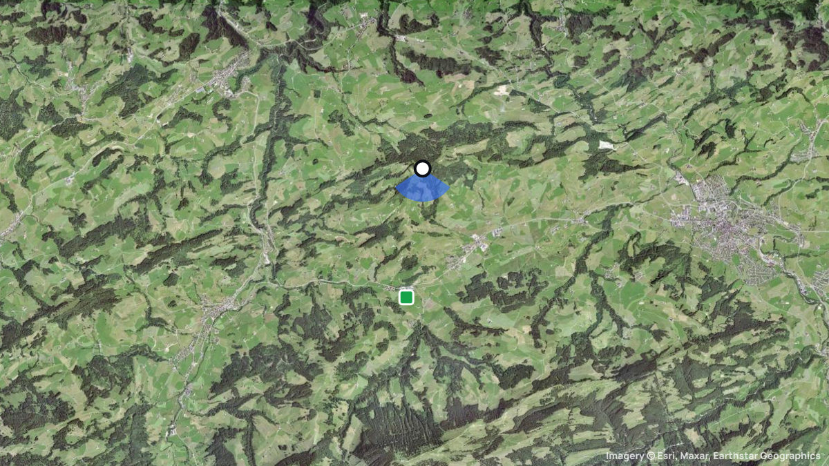 Satellitenkarte von Hundwiler Höhi mit Start- und Landeplätzen