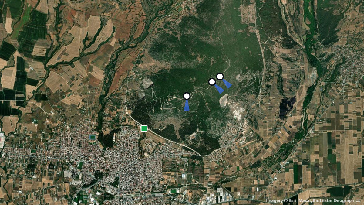 Satellite map of Aiolos with its launches and landings