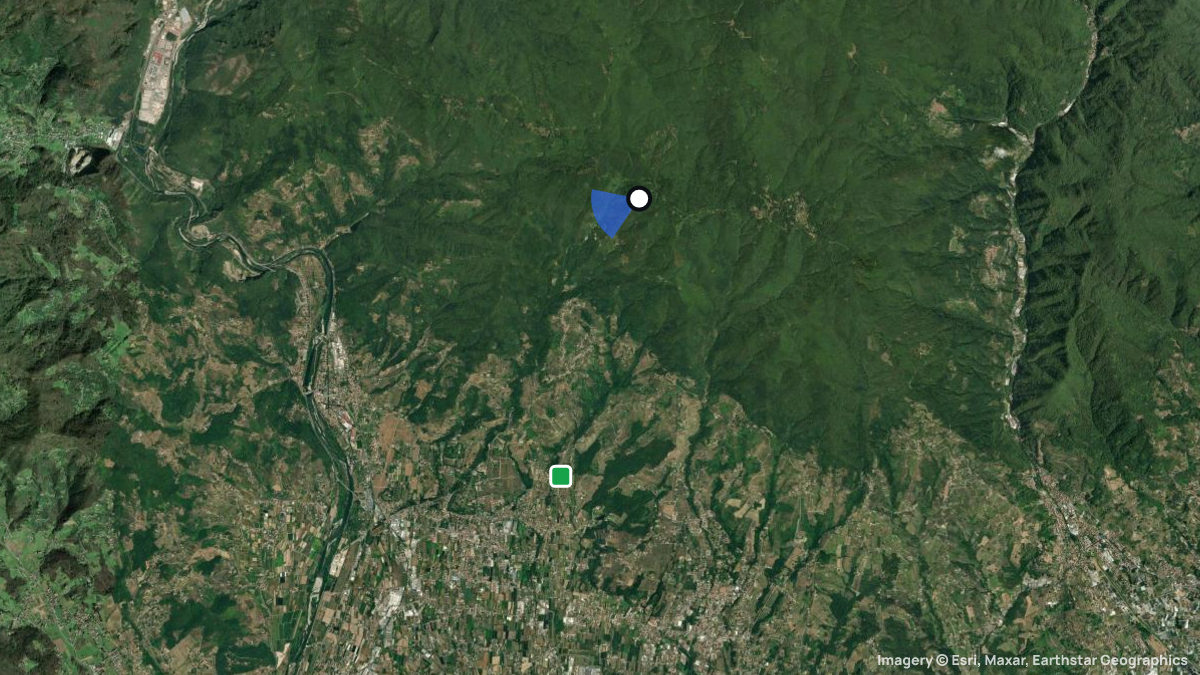 Satellite map of Pizzorne with its launches and landings