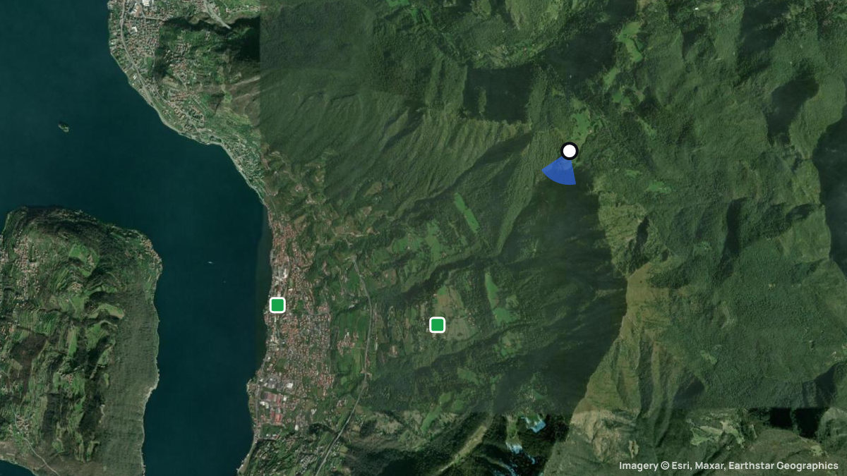 Satellite map of Monte Guglielmo with its launches and landings