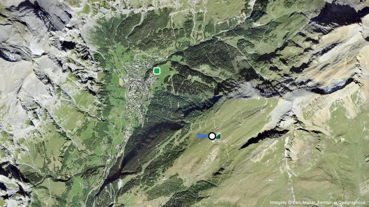 Satellitenkarte von Rinderhütte mit Start- und Landeplätzen