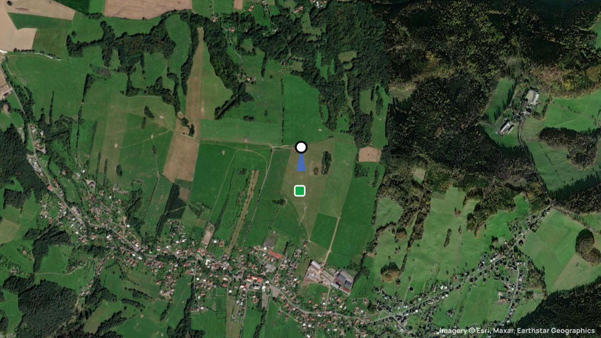 Satellite map of Vidce with its launches and landings