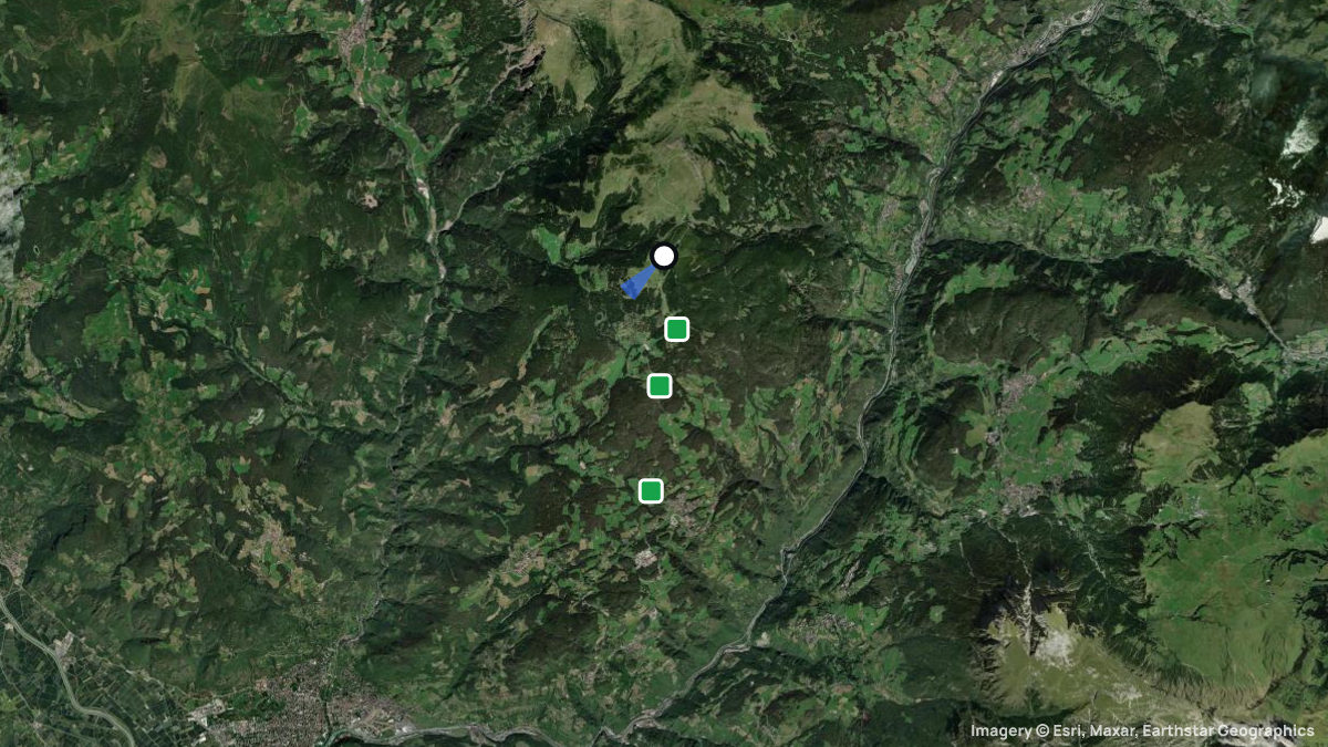 Satellite map of Rittner Horn with its launches and landings