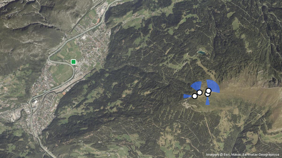 Satellite map of Venet with its launches and landings