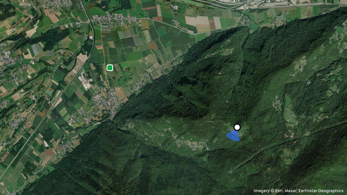 Satellitenkarte von Chamoux mit Start- und Landeplätzen