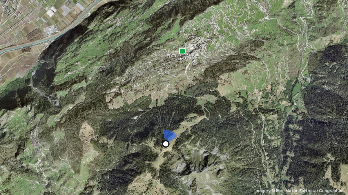 Satellitenkarte von Haute-Nendaz mit Start- und Landeplätzen