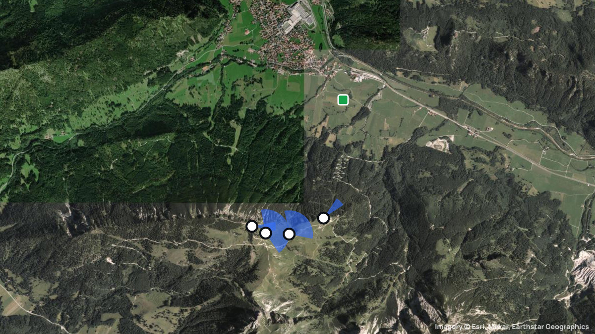 Satellitenkarte von Breitenberg mit Start- und Landeplätzen