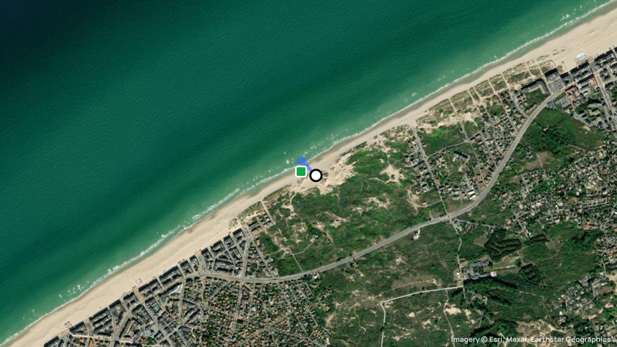 Satellitenkarte von Oostduinkerke mit Start- und Landeplätzen