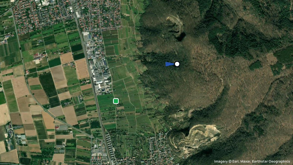 Satellitenkarte von Schriesheim mit Start- und Landeplätzen