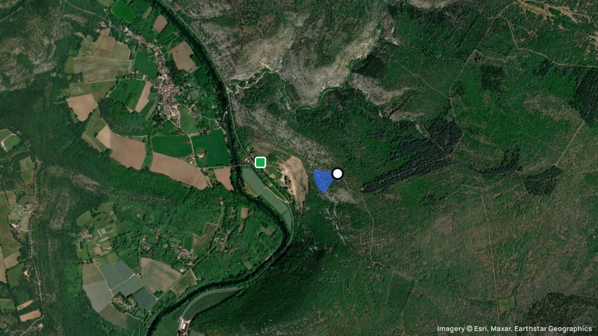 Satellitenkarte von Cazals mit Start- und Landeplätzen
