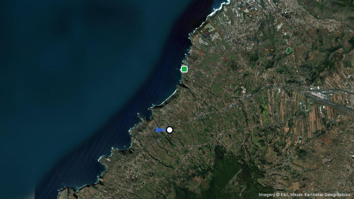 Satellite map of Mesa del Mar with its launches and landings