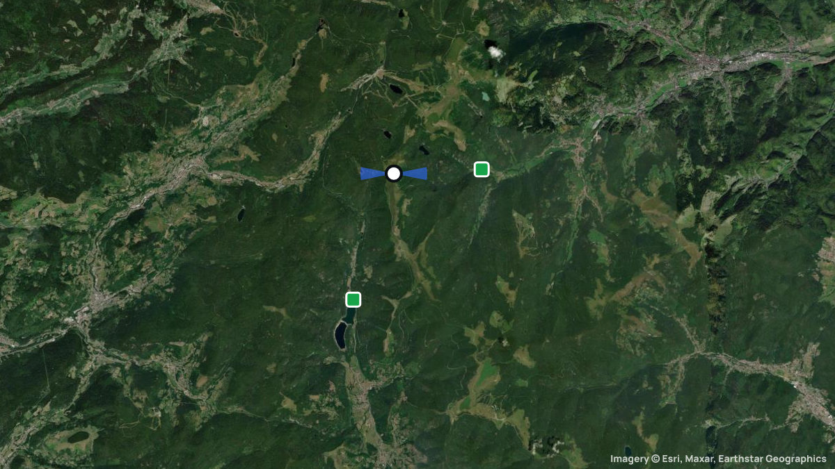 Satellitenkarte von Rothenbachkopf/Batteriekopf mit Start- und Landeplätzen