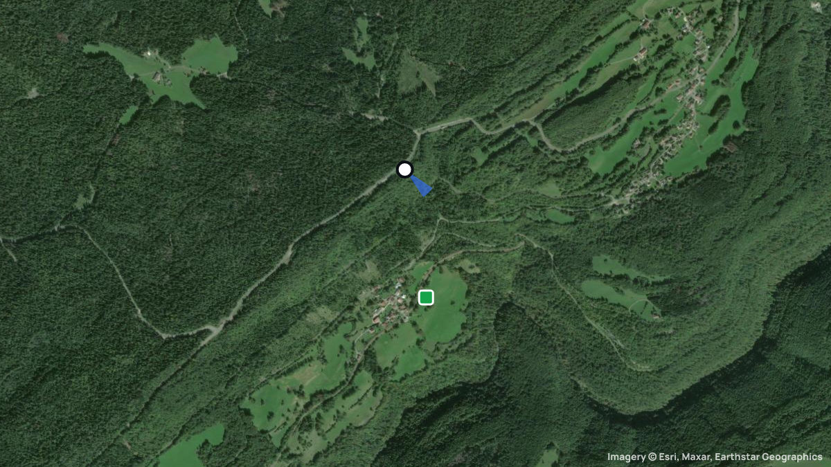 Satellitenkarte von Belvedere mit Start- und Landeplätzen