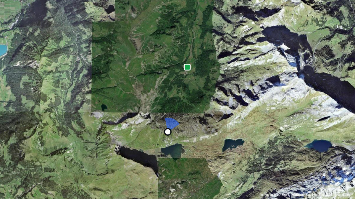 Satellitenkarte von Melchsee-Frutt mit Start- und Landeplätzen