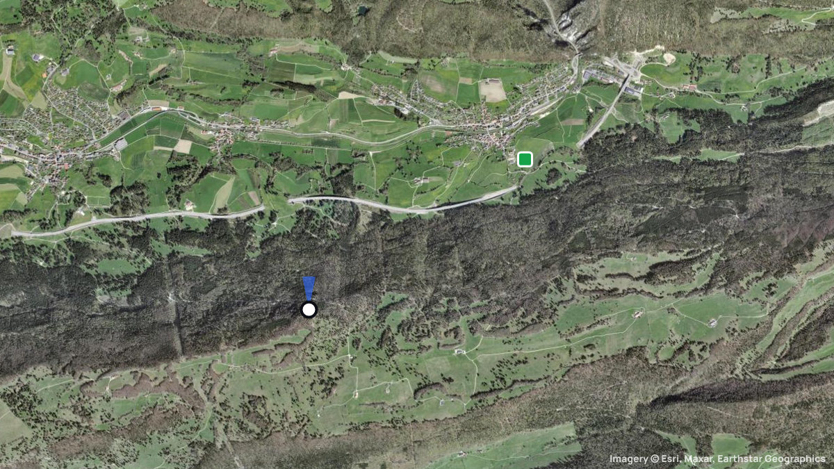 Satellitenkarte von Montagne de Sorvillier mit Start- und Landeplätzen