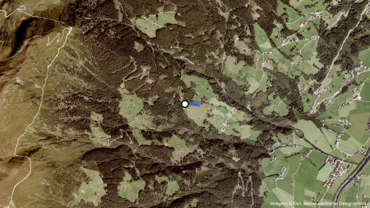 Satellitenkarte von Gugglberg mit Start- und Landeplätzen