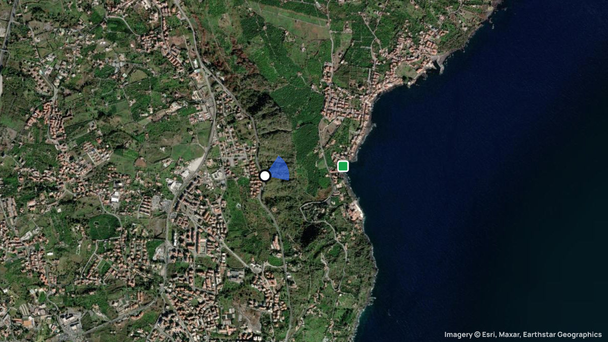 Satellite map of Timpa di Acireale with its launches and landings
