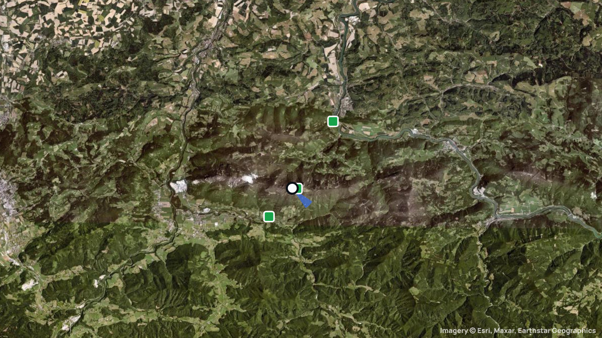 Satellitenkarte von Schoberstein mit Start- und Landeplätzen