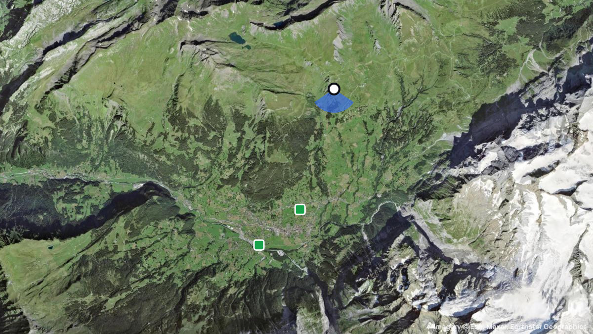Satellite map of First with its launches and landings
