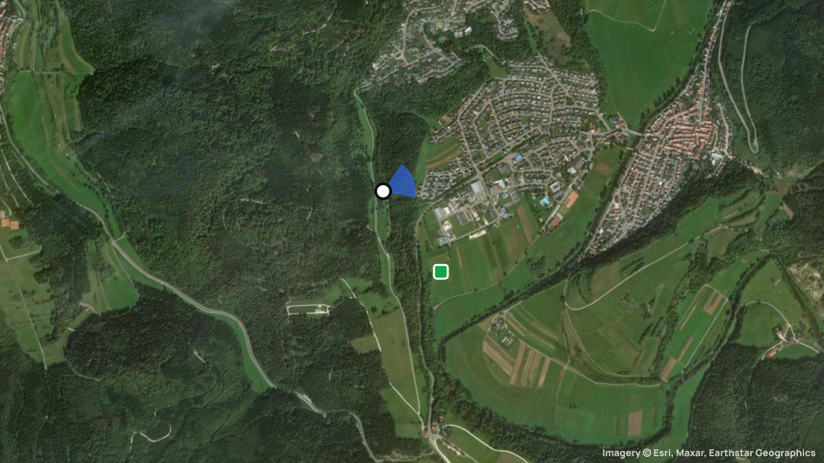 Satellitenkarte von Fridingen mit Start- und Landeplätzen