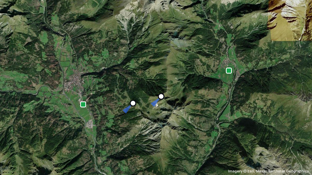 Satellite map of Matrei with its launches and landings
