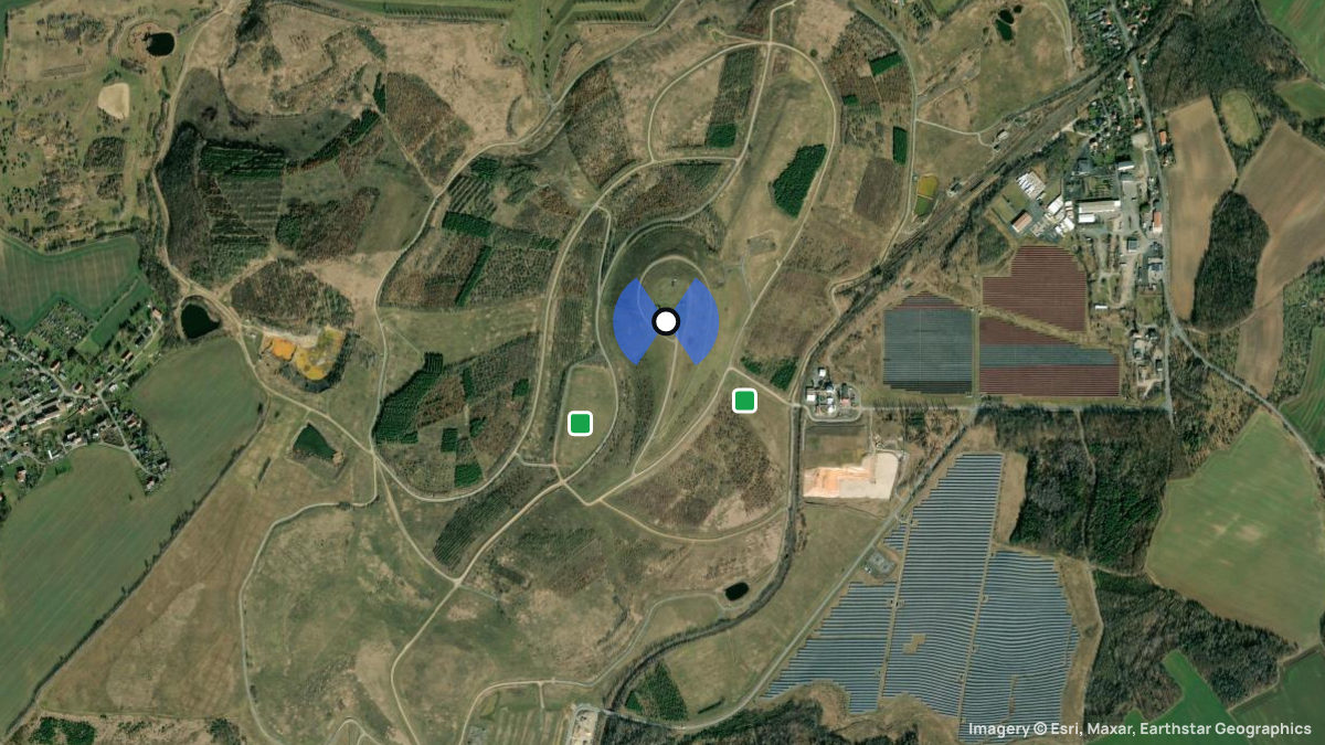 Satellitenkarte von Schmirchauer Höhe mit Start- und Landeplätzen
