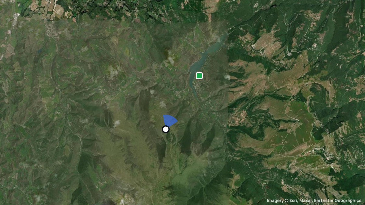 Satellite map of Pipetitori Fiastra with its launches and landings