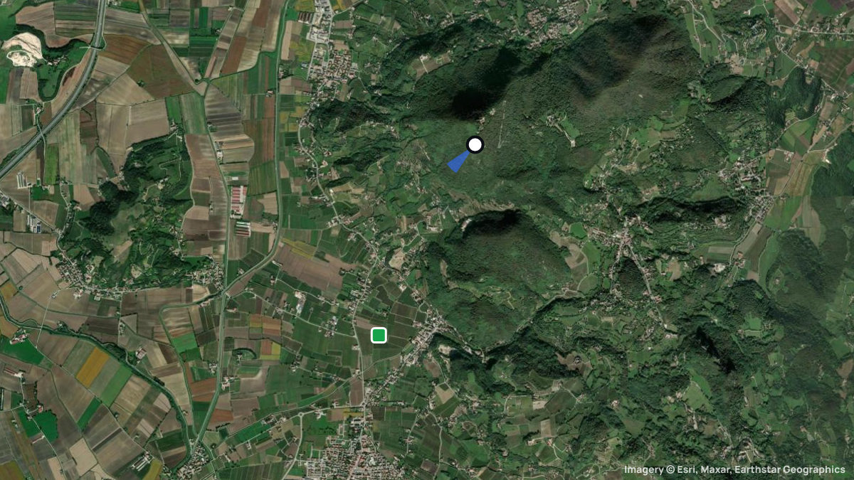 Satellitenkarte von Monte Madonna mit Start- und Landeplätzen