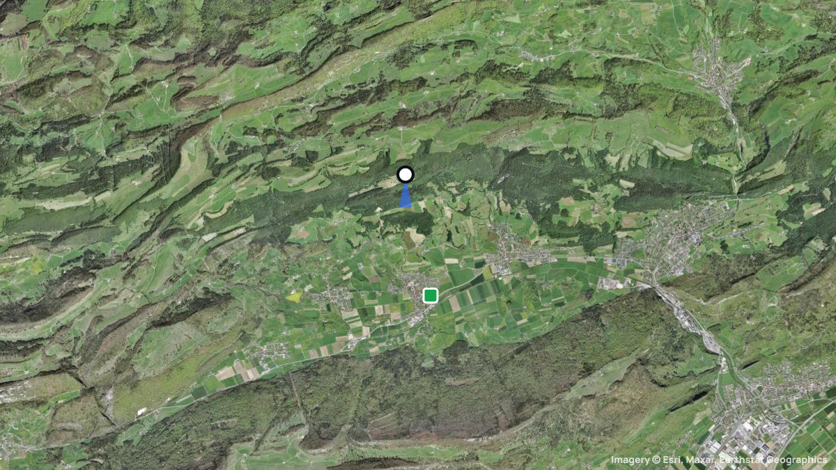Satellite map of Obere Wengi with its launches and landings