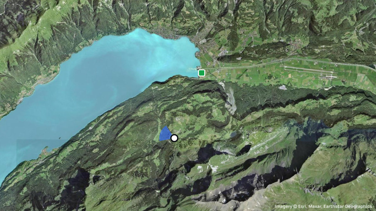 Satellite map of Axalp Skiberg with its launches and landings
