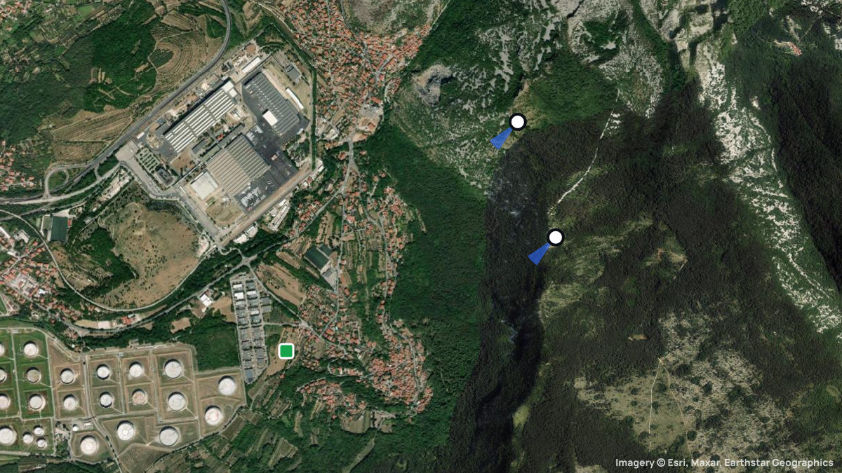 Satellitenkarte von Monte Carso mit Start- und Landeplätzen