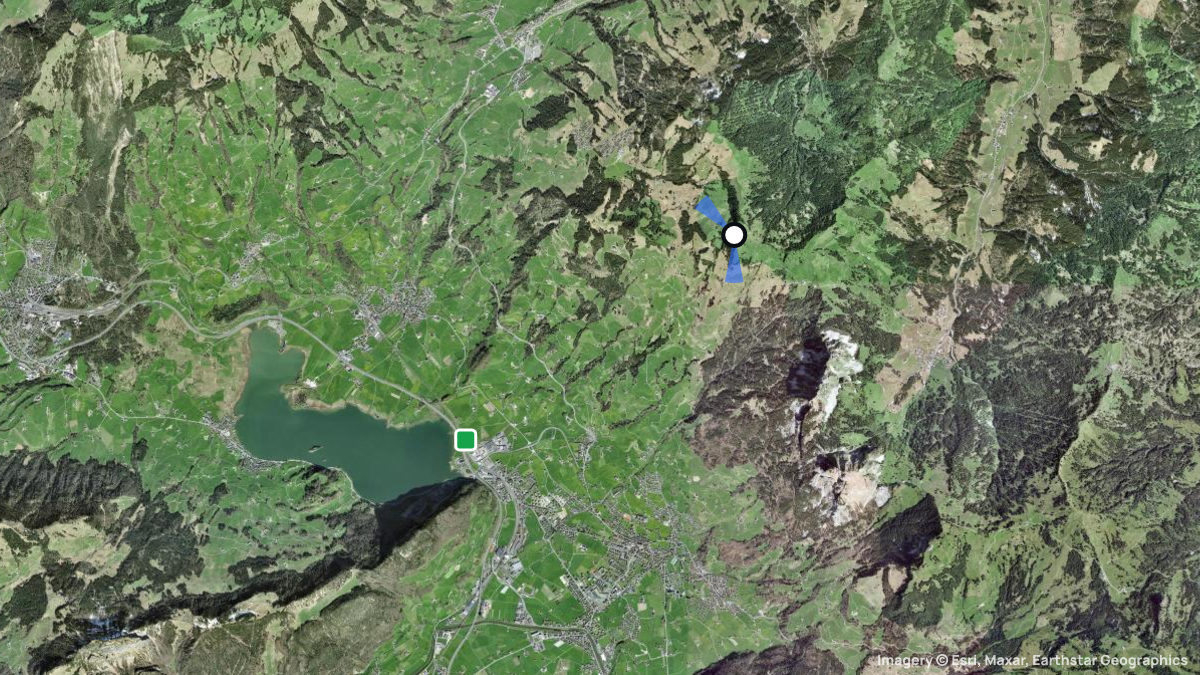 Satellitenkarte von Hochstuckli mit Start- und Landeplätzen