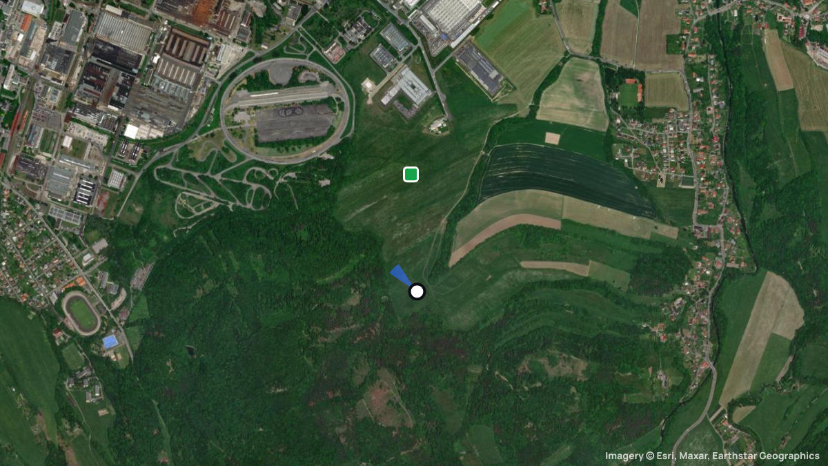 Satellite map of Vlcovice with its launches and landings