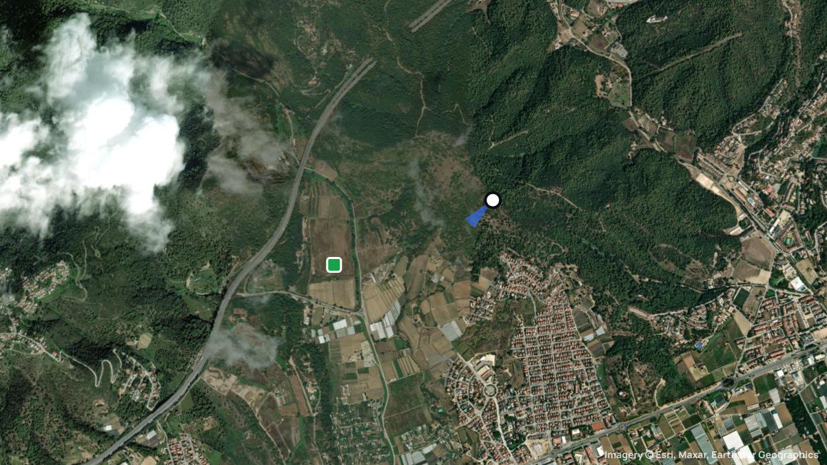 Satellite map of Turo de la Guardia with its launches and landings