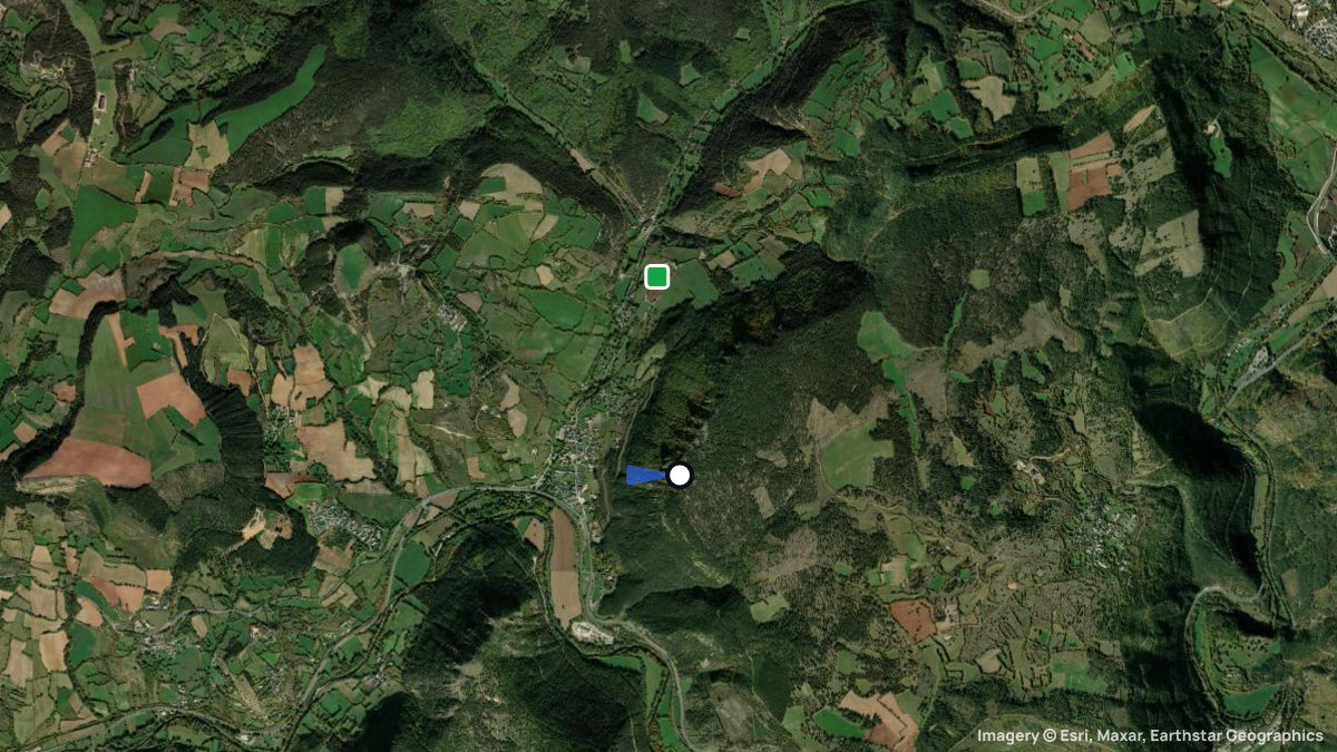 Satellite map of Barjac with its launches and landings