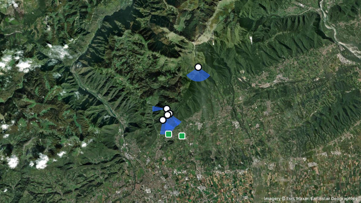 Satellitenkarte von Bassano del Grappa mit Start- und Landeplätzen