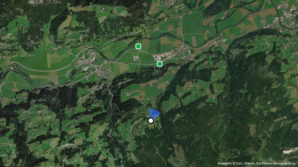 Satellitenkarte von Michaelerberg mit Start- und Landeplätzen