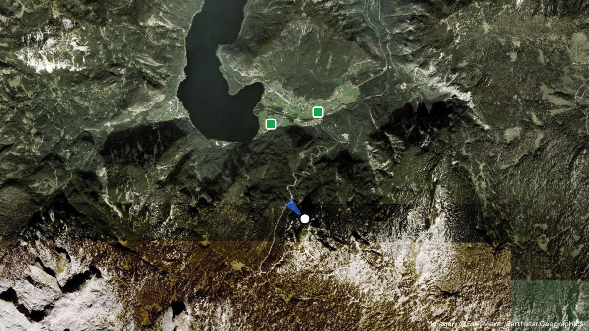 Satellitenkarte von Krippenstein mit Start- und Landeplätzen
