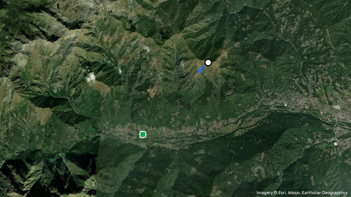 Satellite map of Monte Vandalino with its launches and landings